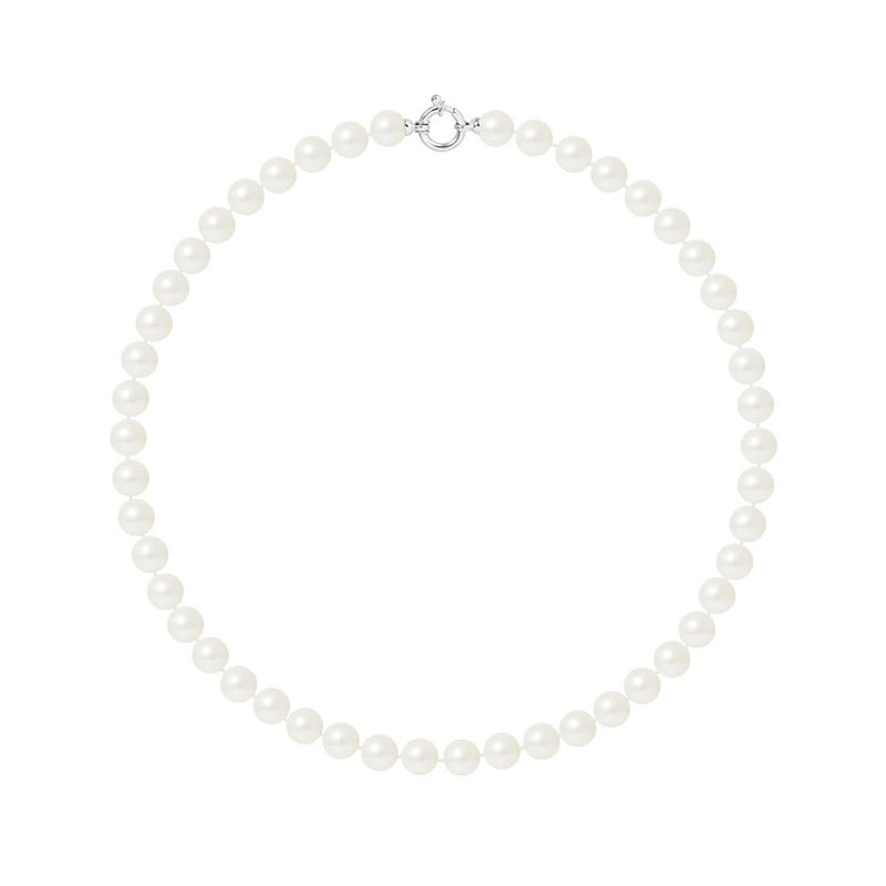 Collier Perles de Cutlure- Diamètre 8-9 mm Blanc- Bijou Femme