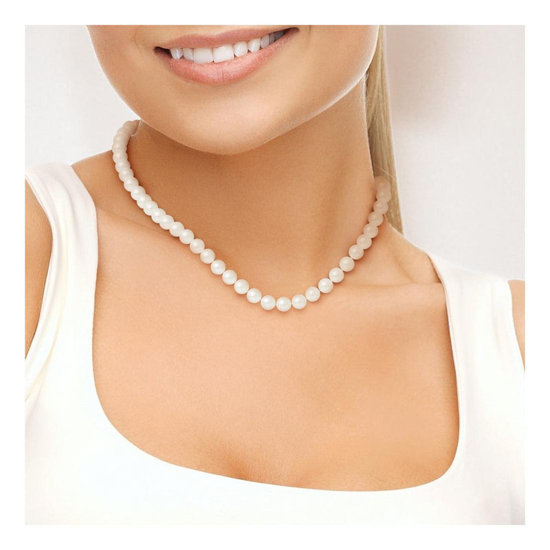 Collier NOELYSE | Argent & Perles Blanches | 8/9 mm | Fermoir Boule