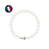 Bracelet NOELYSE | Argent & Perles Blanches | 7/8 mm | Fermoir Boule