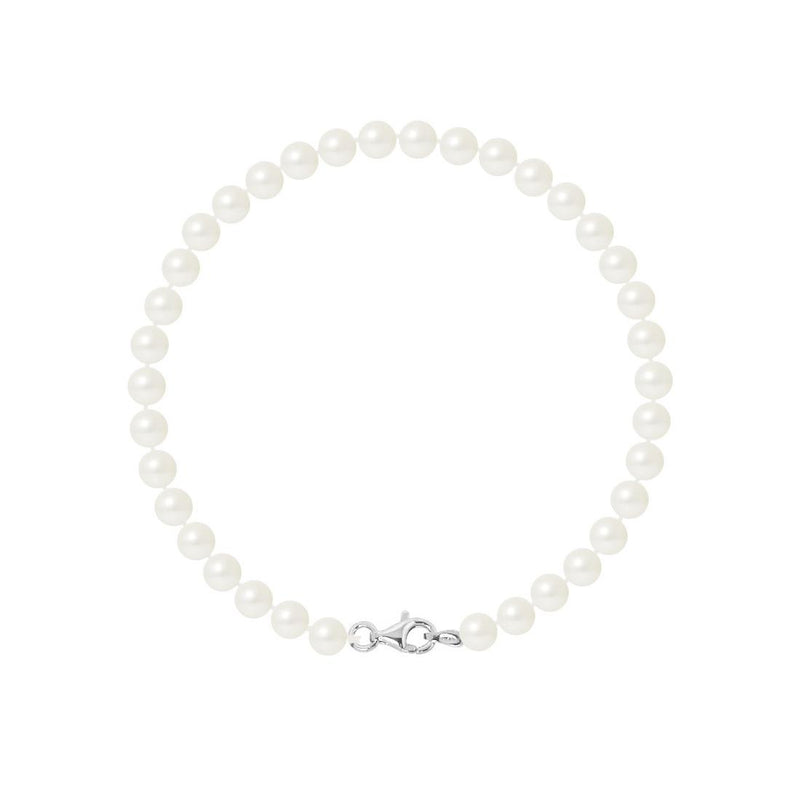 Bracelet NOELYSE | Argent & Perles Blanches | 5/6 mm | Fermoir Mousqueton