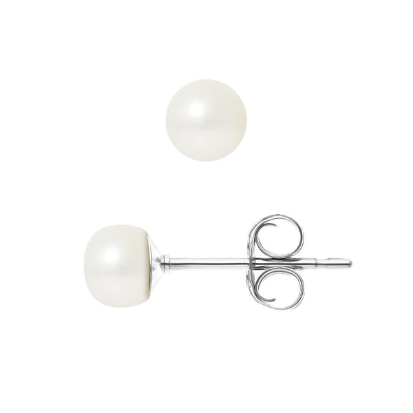 Boucle d'Oreilles Bouton AYA | Argent & Perles de Culture Blanches 5/6mm