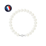 Bracelet- Perles de Culture d'Eau Douce- Semi Ronde 7-8 mm Blanc Naturel- Bijou Femme- Argent 925 Millièmes