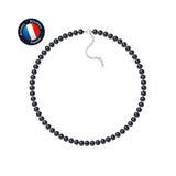 Collier NOELYSE | Argent & Perles Noires | 6/7 mm | Réglable