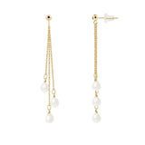 Boucles d'oreilles pendantes FAHINIA | Or Jaune & Perles de Culture Blanches