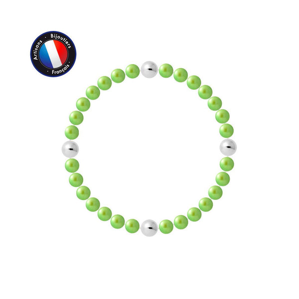 Bracelet Porte Bonheur - Perles d'Eau Douce Vertes & Blanches