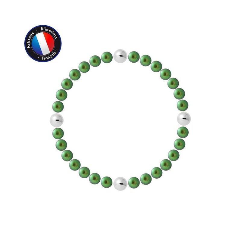 Bracelet Porte Bonheur - Perles d'Eau Douce Vertes et Blanches