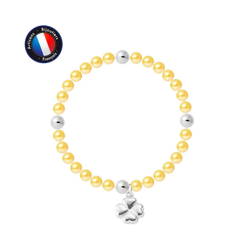 Bracelet Porte Bonheur- Perle d'Eau Douce- Ronde 5-6 mm Gold