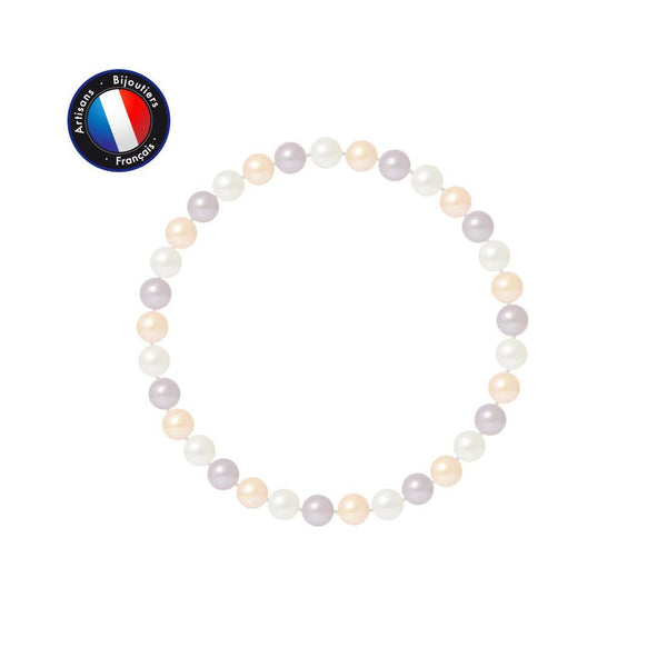 Bracelet Porte Bonheur- Perle d'Eau Douce- Ronde 5-6 mm Multicolor