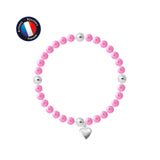 Bracelet Porte Bonheur Coeur - Perles d'Eau Douce Roses Fushia