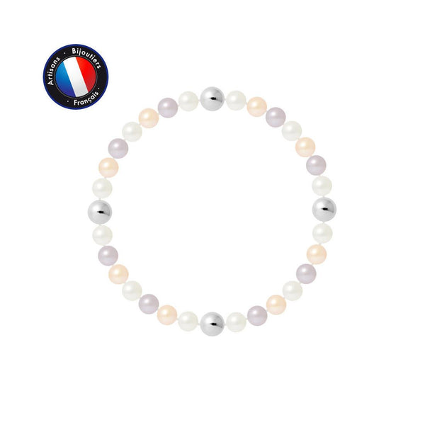 Bracelet Porte Bonheur- Perle d'Eau Douce- Ronde 5-6 mm Multicolor