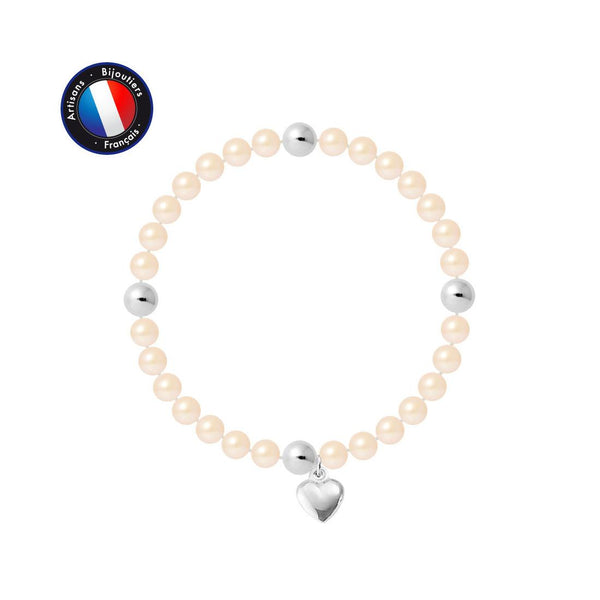 Bracelet Porte Bonheur- Perle d'Eau Douce- Ronde 5-6 mm Rose