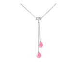 Collier Toi & Moi 2 Perles de Culture 7-8 mm  Rose Fushia-Argent