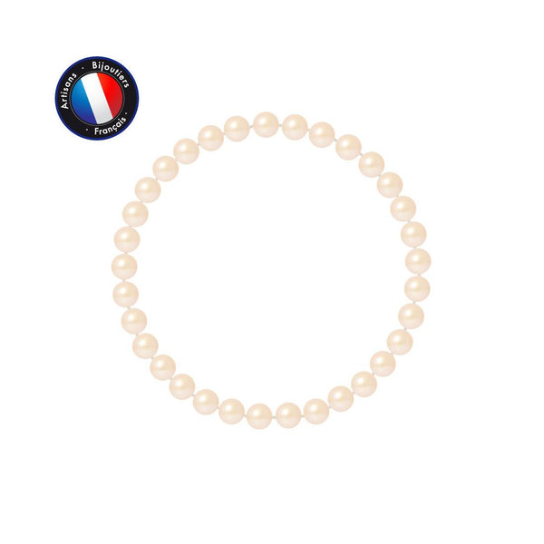 Bracelet Porte Bonheur- Perle d'Eau Douce- Ronde 5-6 mm Rose