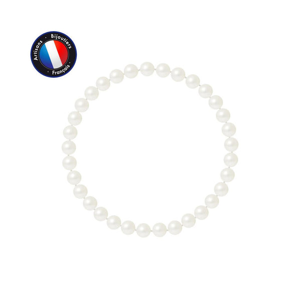 Bracelet Porte Bonheur- Perle d'Eau Douce- Ronde 5-6 mm Blanc