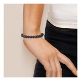 Bracelet NOELYSE | Argent & Perles Noires | 7/8 mm | Fermoir Boule