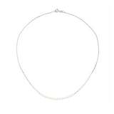 Collier- Perle de Culture d'Eau Douce - Diamètre 3-4 mm Blanc- Bijou Femme- Or Blanc