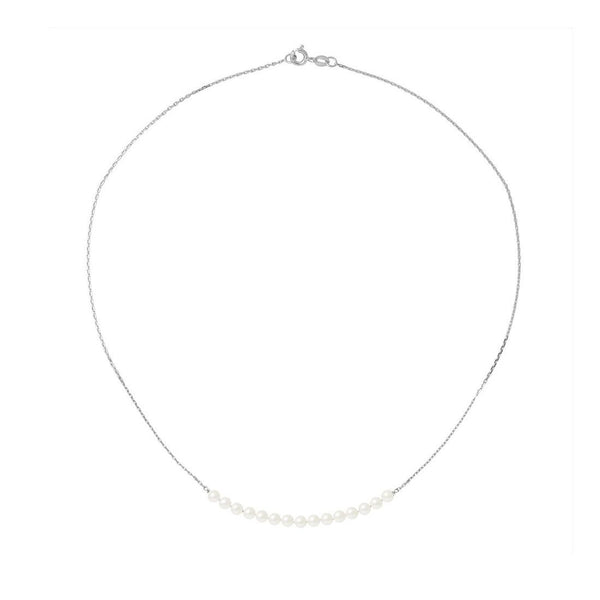 Collier- Perle de Culture d'Eau Douce - Diamètre 3-4 mm Blanc- Bijou Femme- Or Blanc