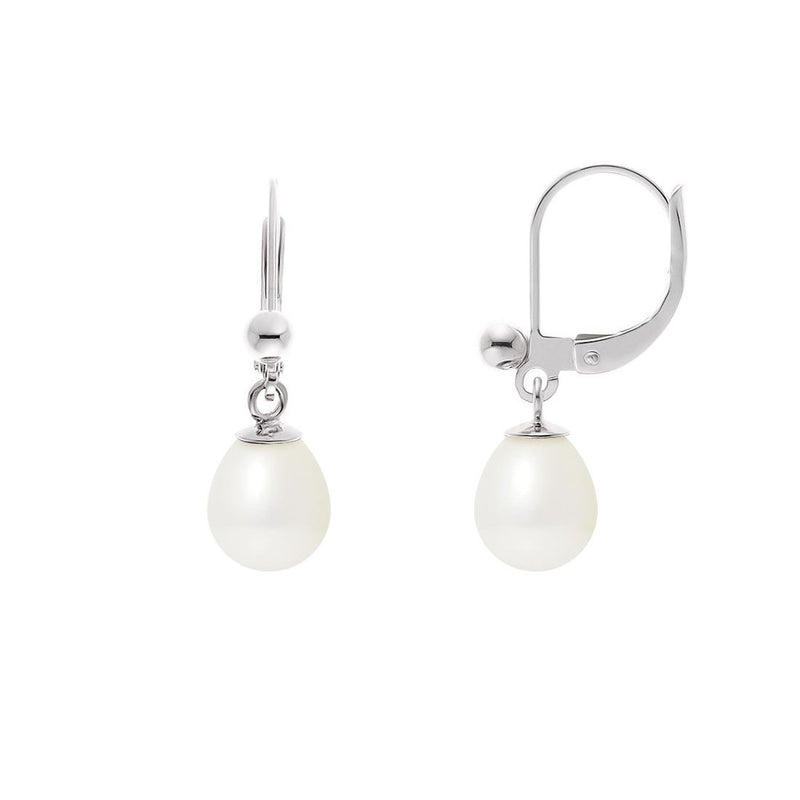 Boucles d'Oreilles- Perles de Culture - Diamètre 7-8 mm Blanc- Argent