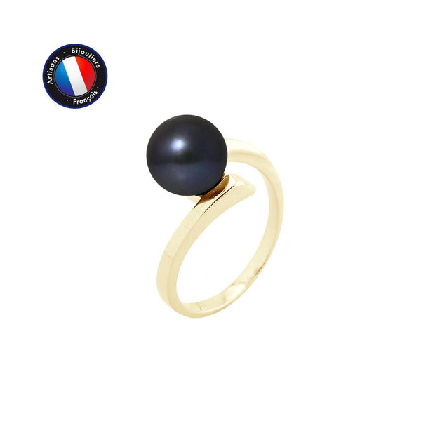 Bague ELISE | Or Jaune & Perle de Culture Black Tahiti