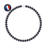 Collier NOELYSE | Argent & Perles Noires | 9/10 mm | Fermoir Mousqueton