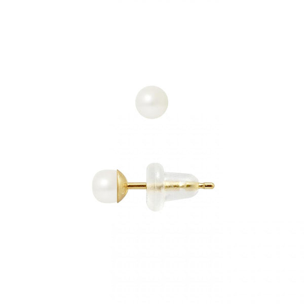 Boucle d'Oreilles- Perles de Culture 4-5 mm Blanc- Or Jaune