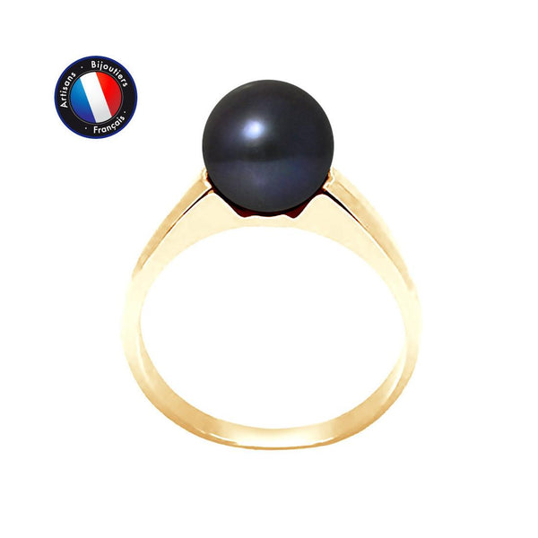 Bague Perles de Culture d'Eau Douce- Ronde Diamètre 8-9 mm Black Tahiti
