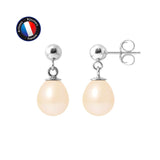 Boucle d'Oreilles Perles de Culture d'Eau Douce Diamètre 7-8 mm Rose Or Blanc