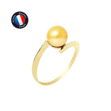 Bague- Perles de Culture d'Eau Douce- Ronde Diamètre 7-8 mm Gold- Taille 48 (EU)-  OrJaune