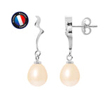 Boucles d'Oreilles TAHORA | Or Blanc & Perles de Culture Roses