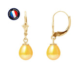 Boucle d'Oreilles - Perles de Culture d'Eau Douce- Diamètre 7-8 mm Gold-  OrJaune