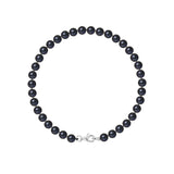 Bracelet Argent & Perles de Culture Black Tahiti - 5/6mm - Fermoir Mousqueton