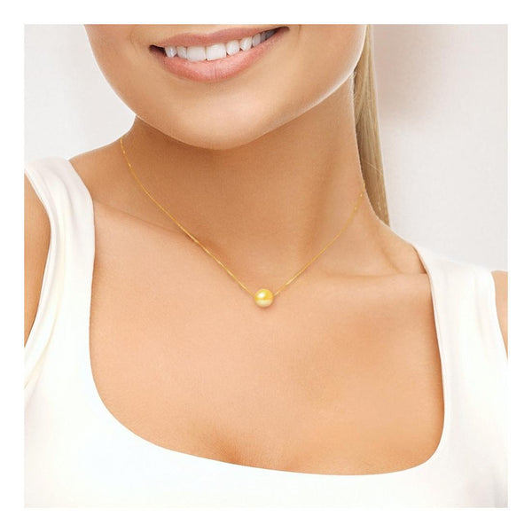 Collier- Perles de Culutre- Diamètre 9-10 mm Gold-   OrJaune