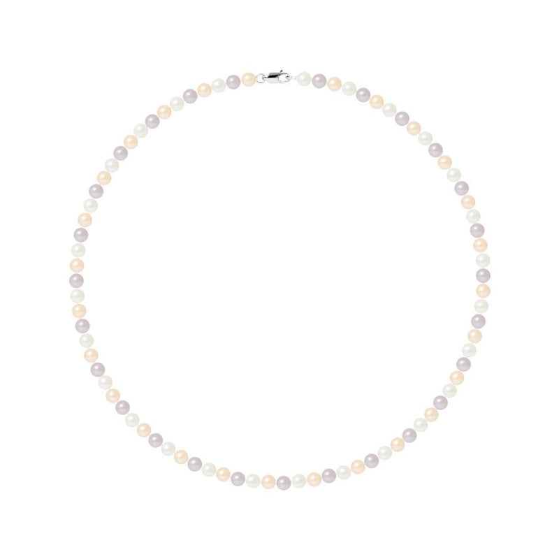 Collier NOELYSE | Argent & Perles Multicolores | 5/6 mm