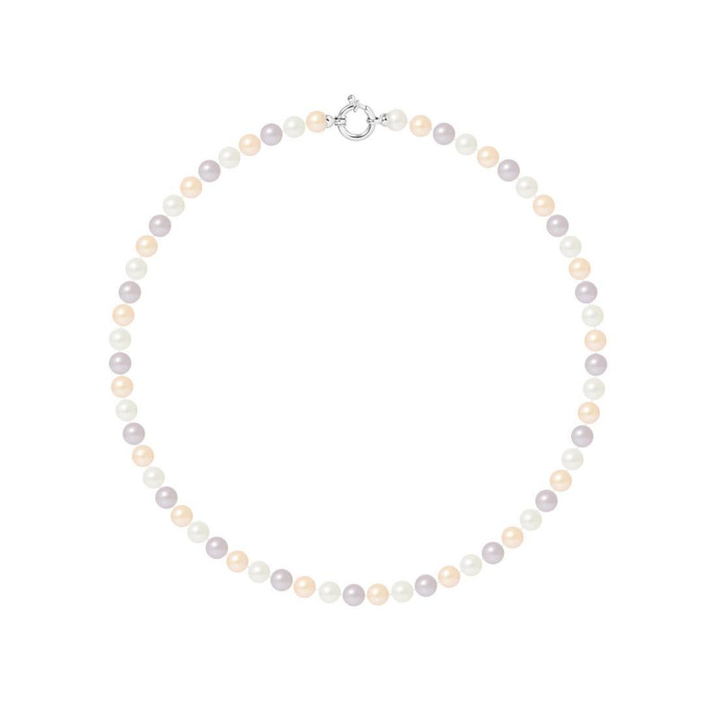 Collier NOELYSE | Argent & Perles Multicolores | 6/7 mm