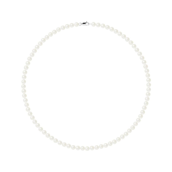 Collier NOELYSE | Argent & Perles Blanches | 5/6 mm | Fermoir Mousqueton