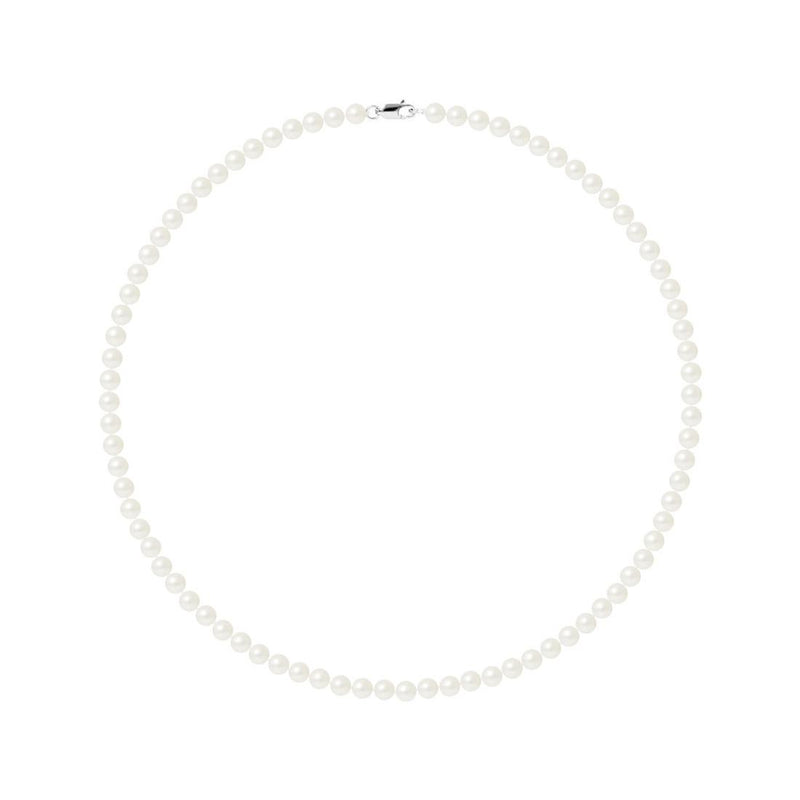 Collier NOELYSE | Argent & Perles Blanches | 5/6 mm | Fermoir Mousqueton