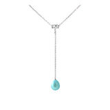 Collier Cravate- Perle de Culture d'Eau Douce- Diamètre 9-10 mm Bleu Turquoise-  Argent 925 Millièmes