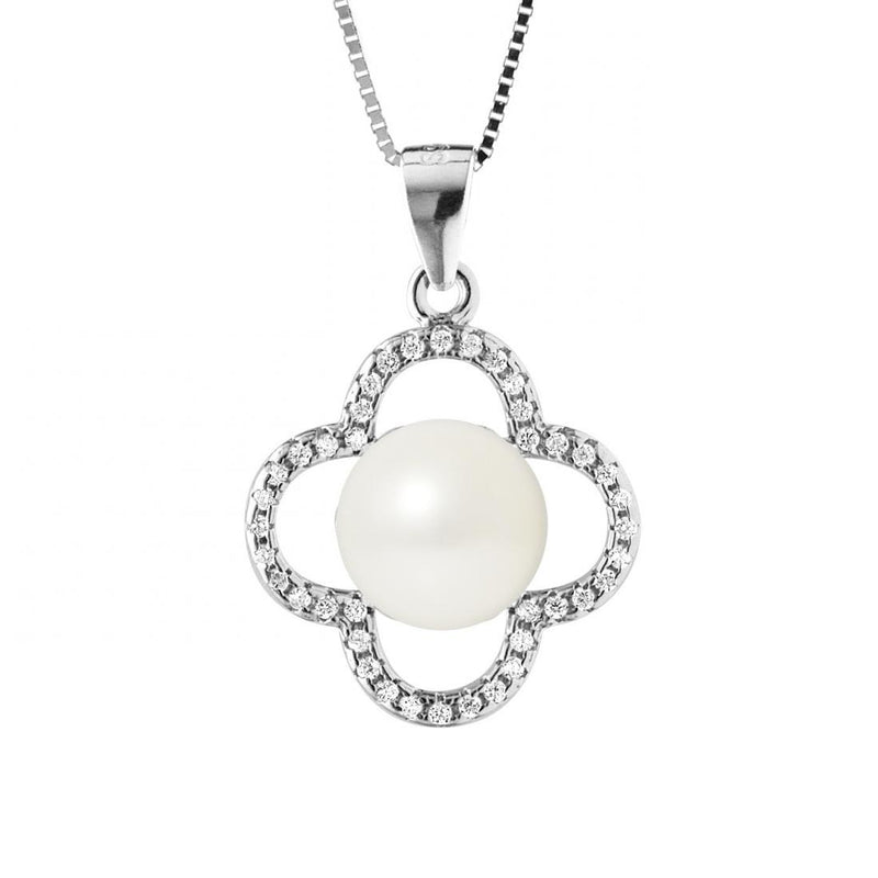 Collier Trêfle | Perle de Culture Blanche