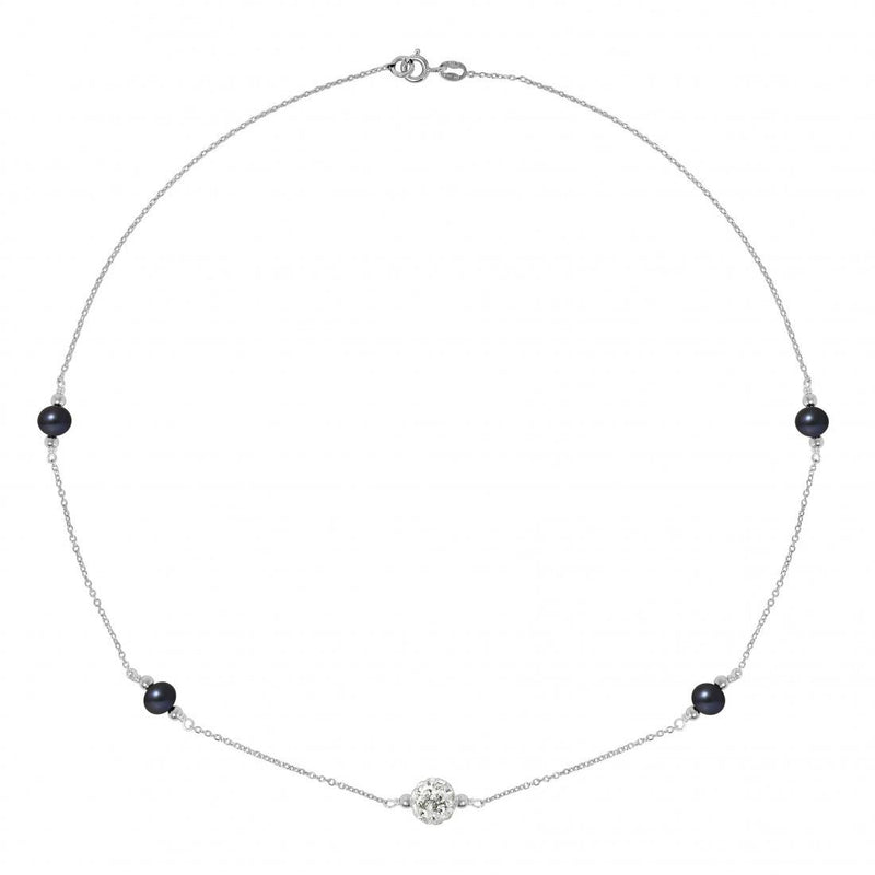 Collier CRISTAL | Argent, Cristal & Perles de Culture Black Tahiti