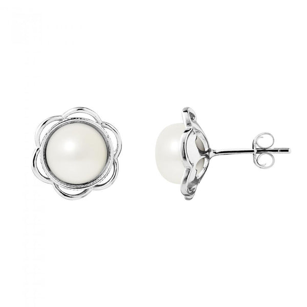 Boucles d'Oreilles Fleur NOHEA | Perles Blanches