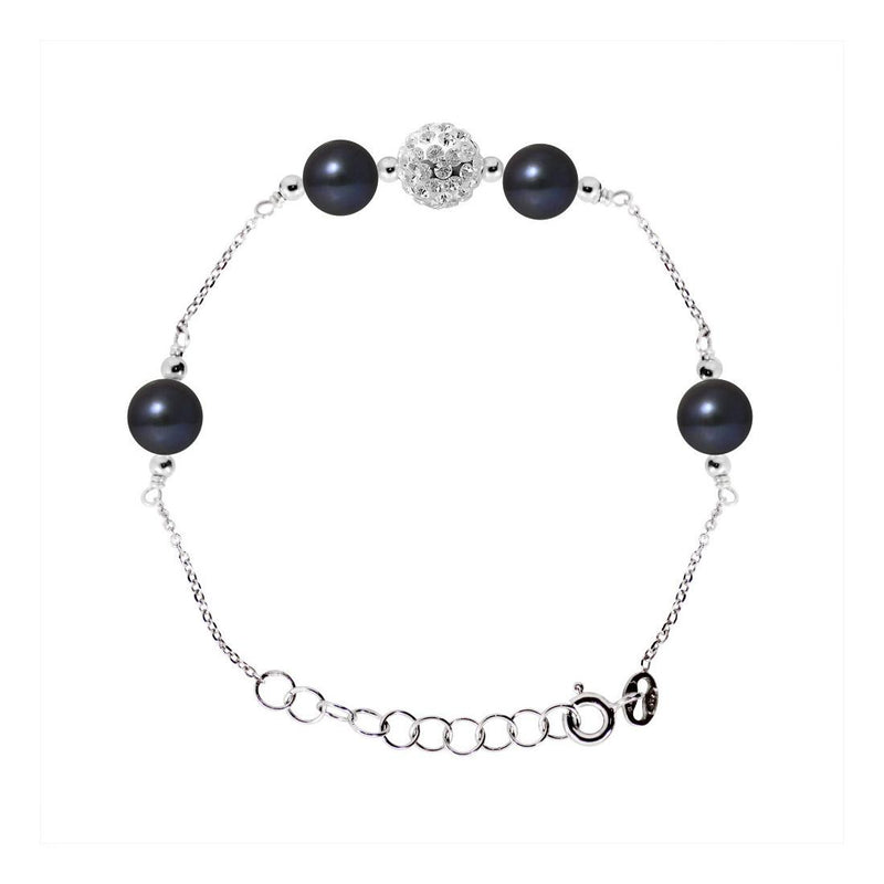 Bracelet 4 Perles de Culture d'Eau Douce- Diamètre 6-7  mm Black Tahiti-  Argent 925 Millièmes