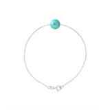 Bracelet- Perle de Culture d'Eau Douce- Diamètre 8-9 mm Bleu Turquoise-  Argent 925 Millièmes