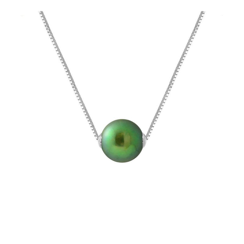 Collier - Argent & Perle de Culture Vert Intense