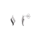 Boucles d'Oreilles Motifs FLEURS | Argent & Oxydes de Zirconium Blancs et Noirs