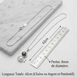 Collier Toi et Moi Longueur Totale: 42cm (Chaîne en Argent et Pendentif)