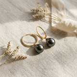 Créoles JANE | Or Jaune & Perles de Tahiti