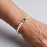 Bracelet NOELYSE | Argent & Perles Blanches | 8/9 mm | Fermoir Anneau
