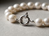 Bracelet NOELYSE | Argent & Perles Blanches | 7/8 mm | Fermoir Anneau
