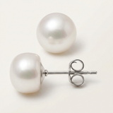 Puces d'oreilles NOELYSE | Or Blanc & Perles Blanches