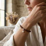 Bracelet Etoile Porte Bonheur - Perle d'Eau Douce Chocolat